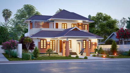 3d illustration of a newly built luxury home