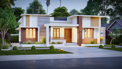Fototapeta 3d illustration of a newly built luxury home obraz