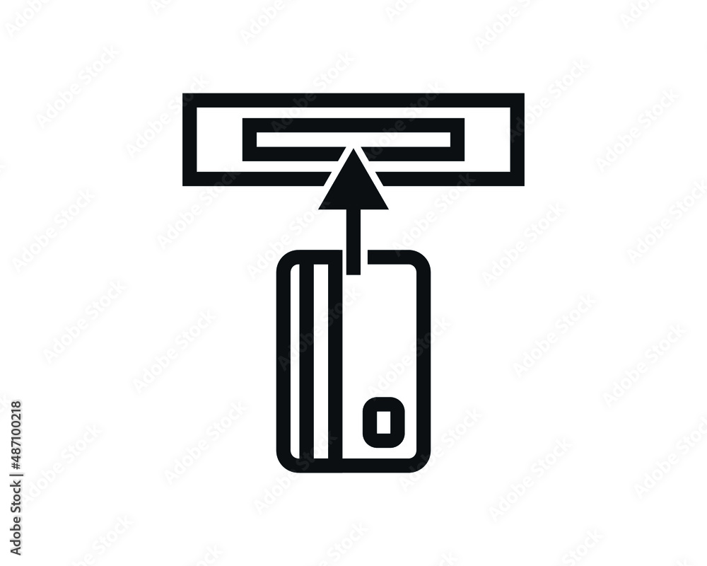 Poster flat style with atm card vector icon. editable vector.