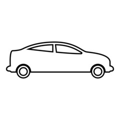 Car sedan contour outline line icon black color vector illustration image thin flat style