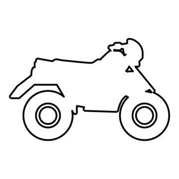 Quad bike ATV moto for ride racing all terrain vehicle contour outline line icon black color vector illustration image thin flat style