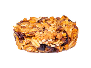 Cereal snack cookies no sugar with honey oatmeal grain isolated on the white