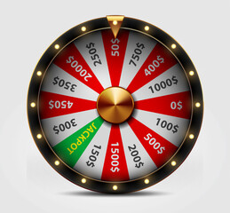 Casino wheel of  fortune. Object on a white background. Realistic illustration.