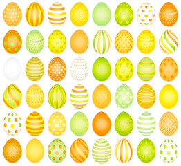 48 Ostereier Muster Gelb/Orange/Grün