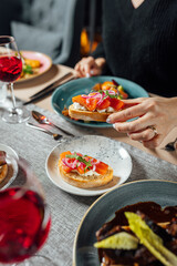 Women having dinner at the restaurant