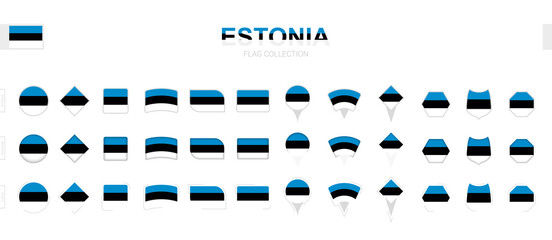 Large collection of Estonia flags of various shapes and effects.