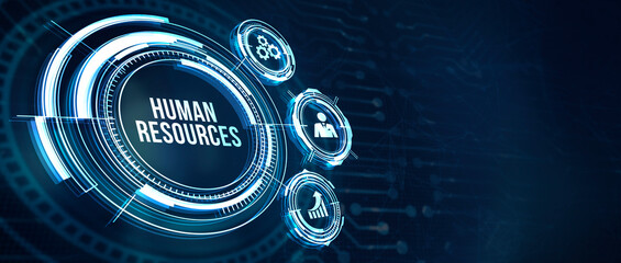 Internet, business, Technology and network concept.Human Resources HR management concept. 3d illustration.