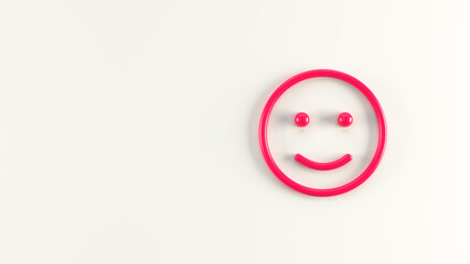 3d Illustration of outlined Smiling Face Emoji on light background. 