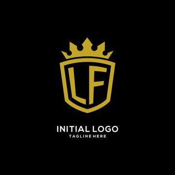 Initial LF logo shield crown style, luxury elegant monogram logo design