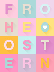 Osterkarte Flat Design Frohe Ostern