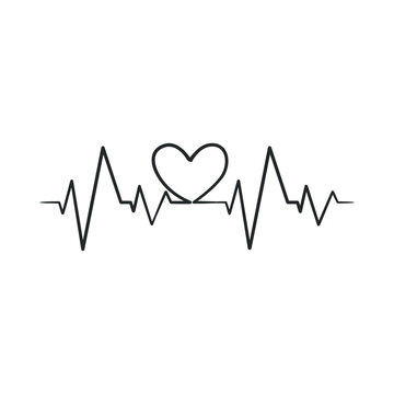 Continuous line drawing of heartbeat monitor pulse, Heart rate