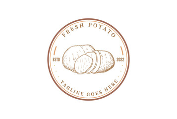 Vintage Retro Fresh Potato Badge Emblem for Product Label Logo Design Vector