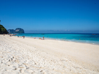 Beautiful view of sea beach with white sand on Ko Phai or Bamboo Island, Krabi Province, Thailand