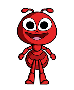 Ant character vector, little bug graphic cartoon, funny insect icon