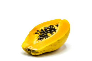Papaya slice isolated on white background