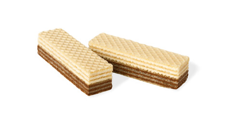 Chocolate and creamy stuffed wafer isolated on white background