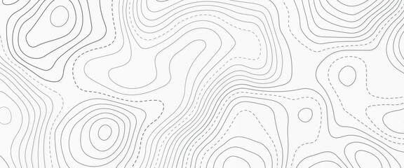 Topographic background and texture, monochrome image. 3D waves. Cartography Background, with black on white contours vector topography stylized height of the lines, abstract vector illustration.  - obrazy, fototapety, plakaty