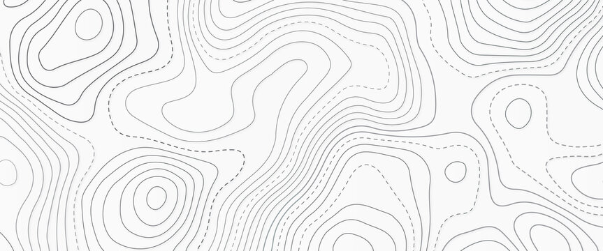 Topographic background and texture, monochrome image. 3D waves. Cartography Background, with black on white contours vector topography stylized height of the lines, abstract vector illustration. 