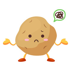 不満気な顔のかわいいじゃがいものキャラクターのイラスト