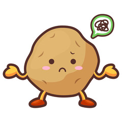 不満気な顔のかわいいじゃがいものキャラクターのイラスト