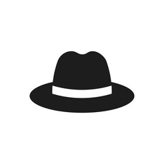 Black hat icon. Fedora. Vector. Flat design.