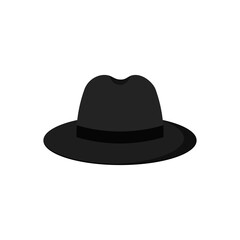 Black hat icon. Fedora. Vector illustration.