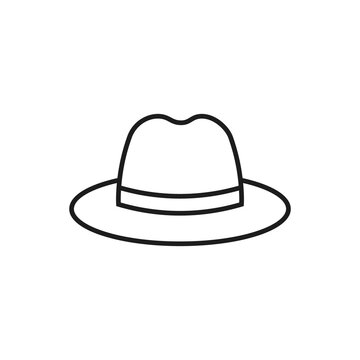 recommend clip art: Fedora hat icon. Vector. Line style.