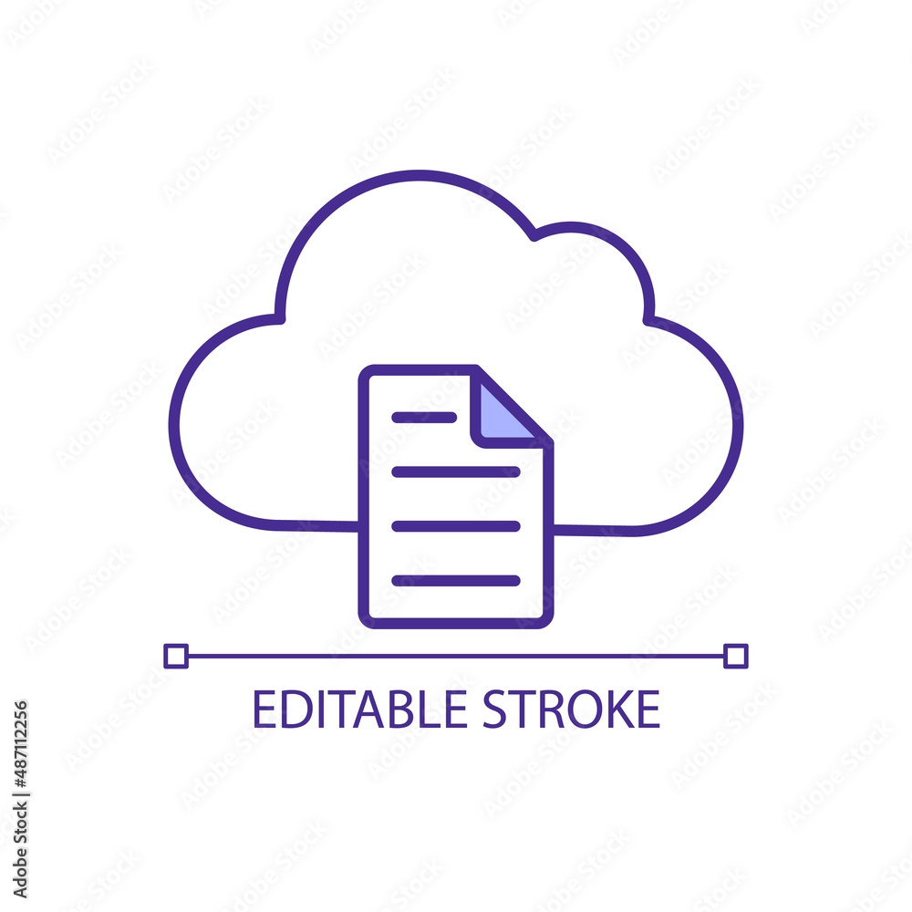Poster document in cloud storage rgb color icon. digital information storage. cyber space for business. iso