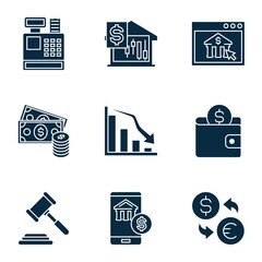 filled simple finance related icons, simple graphic elements for web and mobile