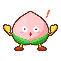 驚いているかわいい桃のキャラクターのイラスト
