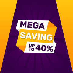 Mega saving sale banner with editable text effect