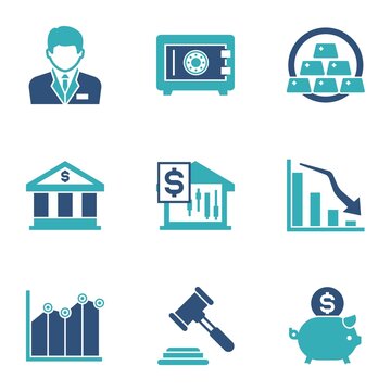 two color finance related icons, simple graphic elements for web and mobile