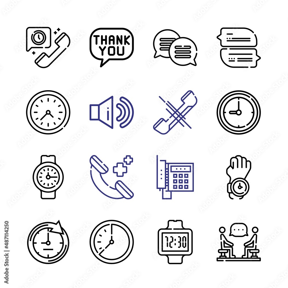 Poster dial icon set with line icons. modern thin line style. suitable for web and mobile icon. vector illu