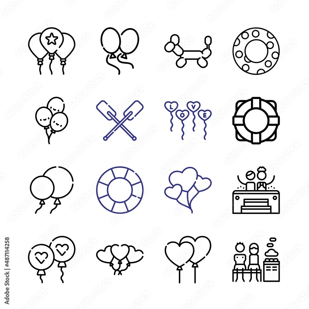 Poster inflatable icon set with line icons. modern thin line style. suitable for web and mobile icon. vecto