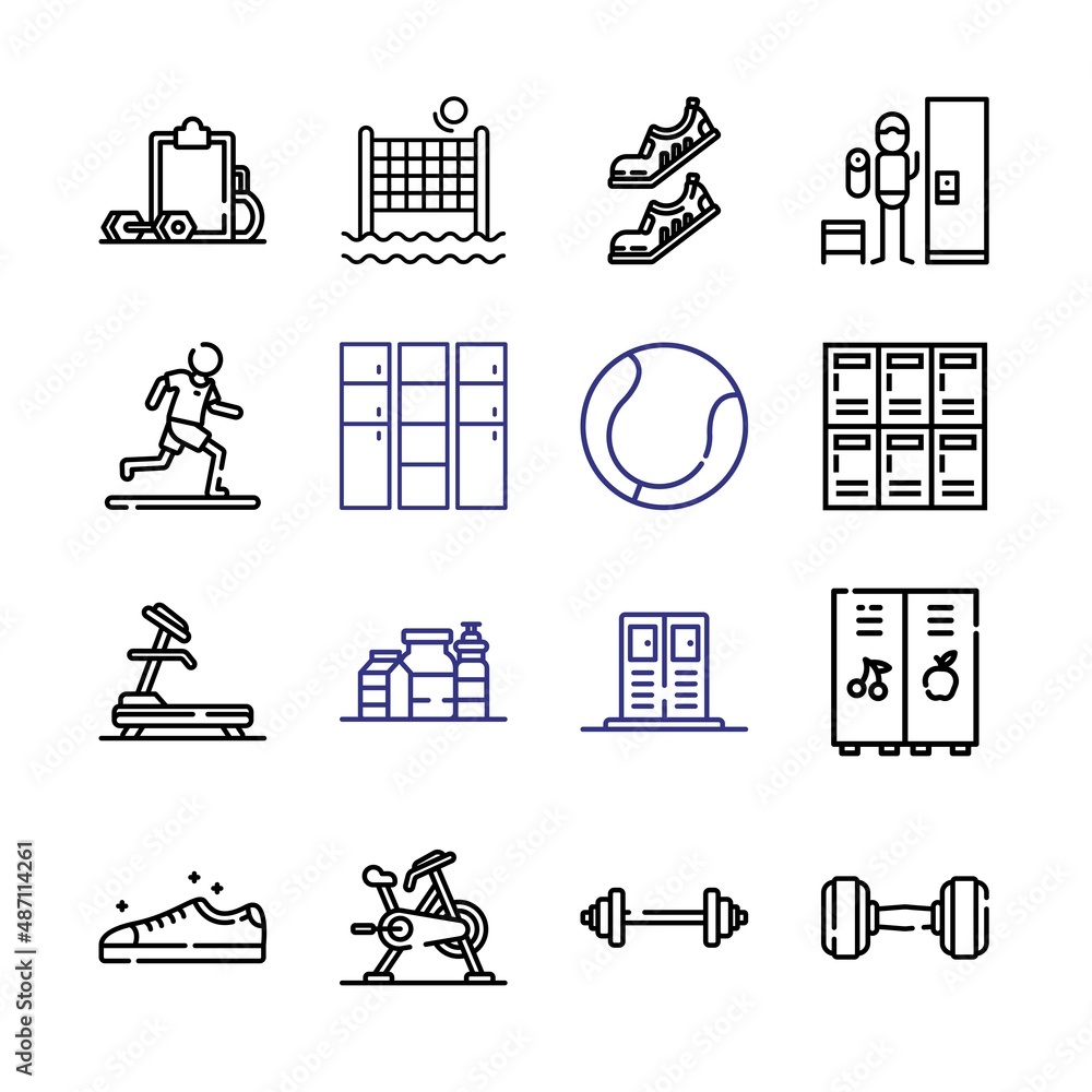 Poster athletic icon set with line icons. modern thin line style. suitable for web and mobile icon. vector 