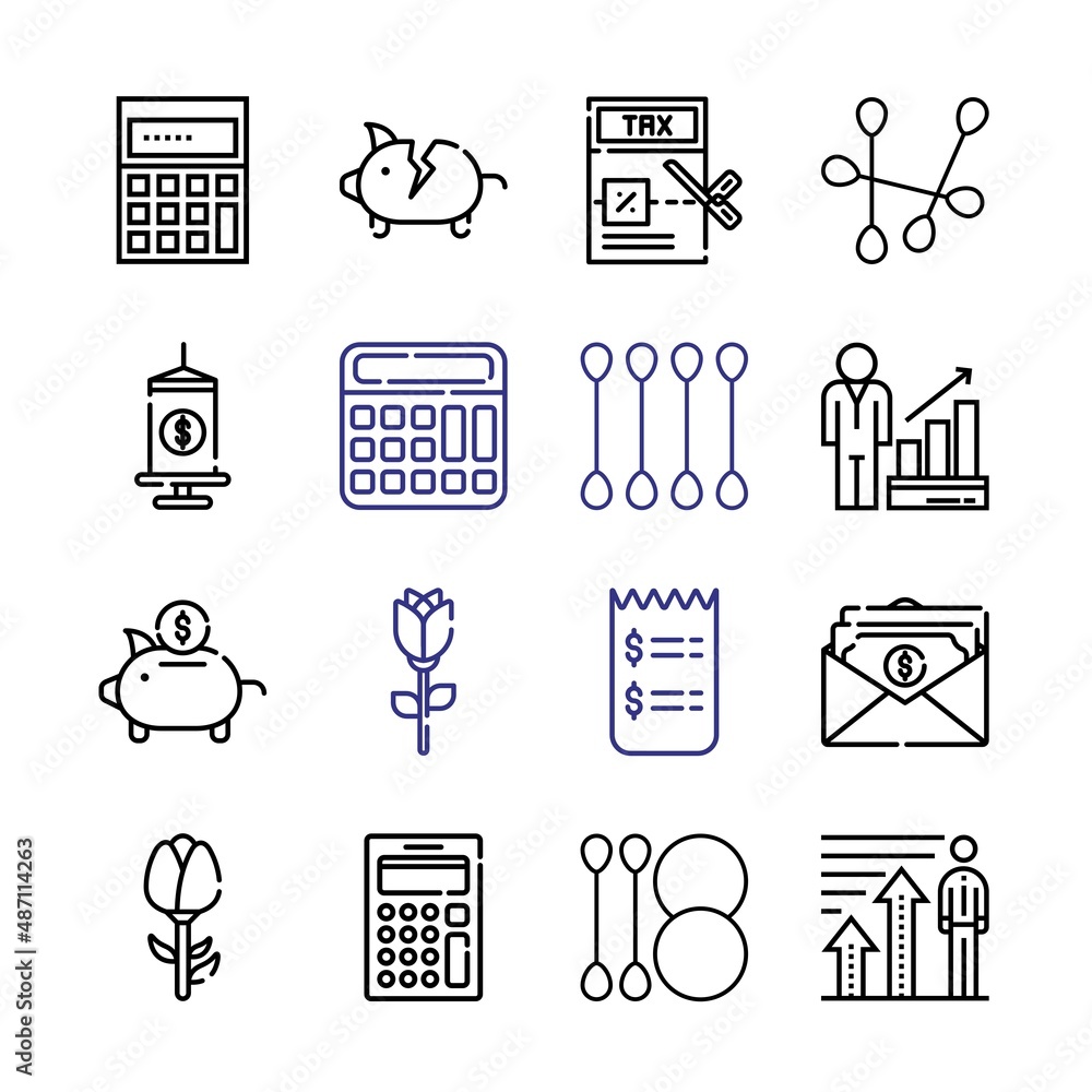 Poster bud icon set with line icons. modern thin line style. suitable for web and mobile icon. vector illus
