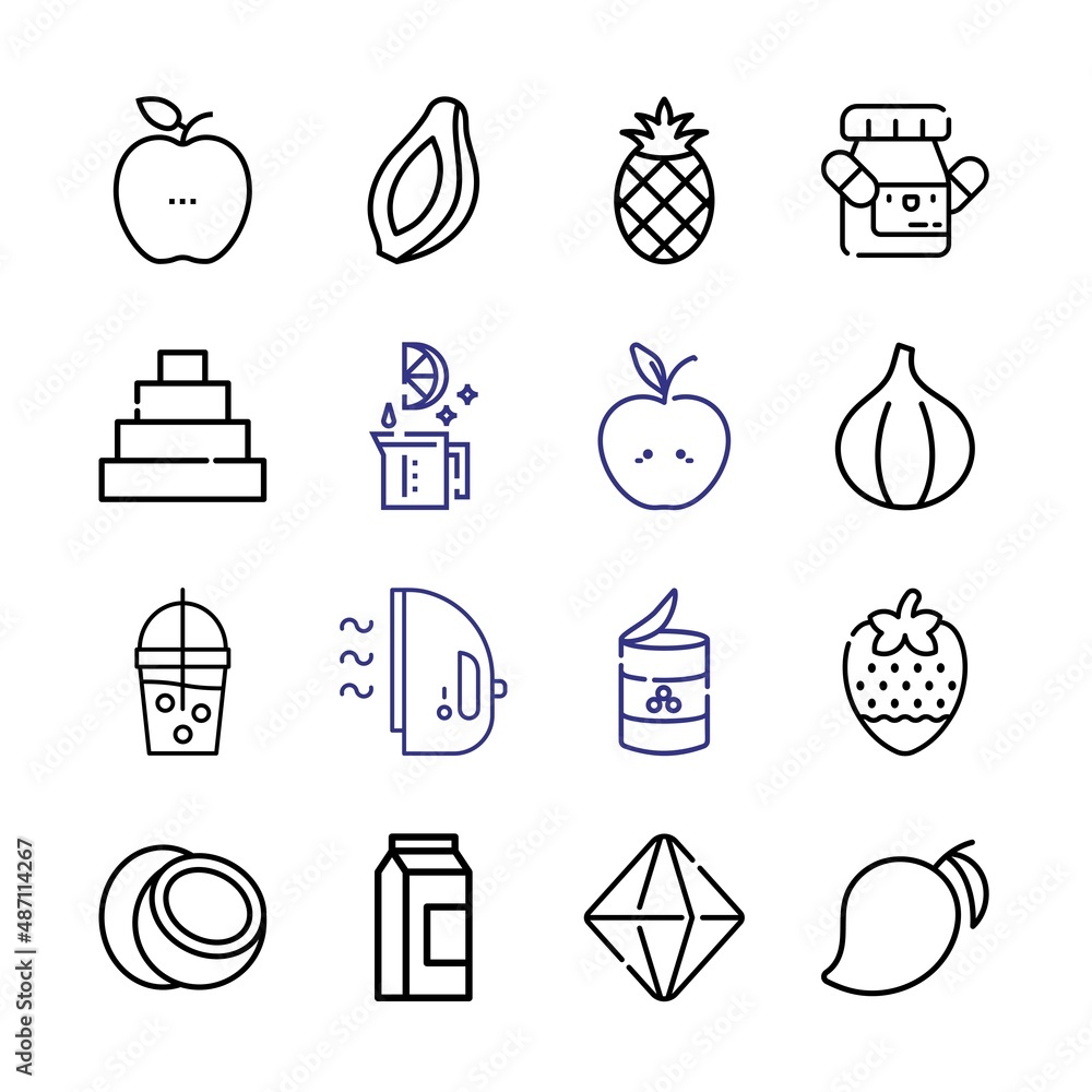 Poster vitamin icon set with line icons. modern thin line style. suitable for web and mobile icon. vector i