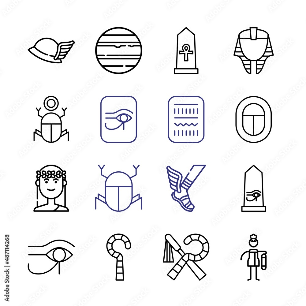 Poster goddess icon set with line icons. modern thin line style. suitable for web and mobile icon. vector i