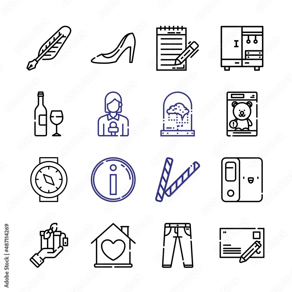 Poster modern icon set with line icons. modern thin line style. suitable for web and mobile icon. vector il