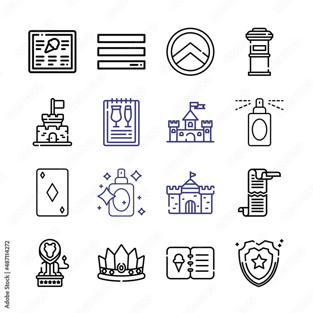 Poster royal icon set with line icons. modern thin line style. suitable for web and mobile icon. vector ill