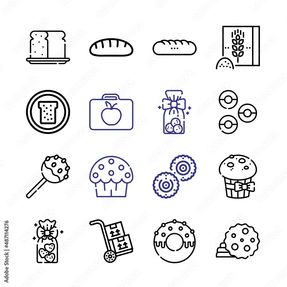 Poster cookie icon set with line icons. modern thin line style. suitable for web and mobile icon. vector il