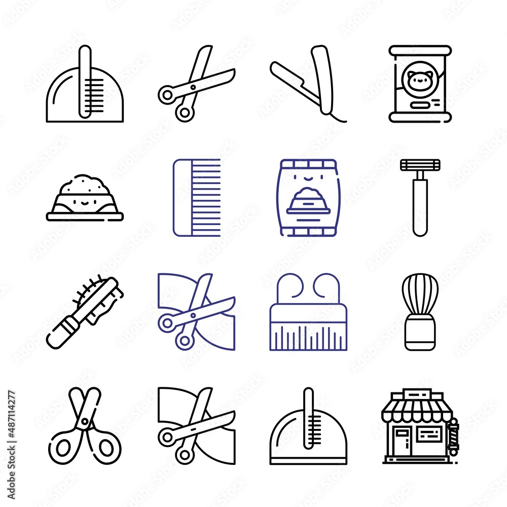 Aufkleber grooming icon set with line icons. modern thin line style. suitable for web and mobile icon. vector 