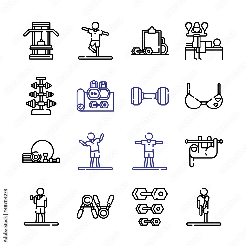 Poster yoga icon set with line icons. modern thin line style. suitable for web and mobile icon. vector illu
