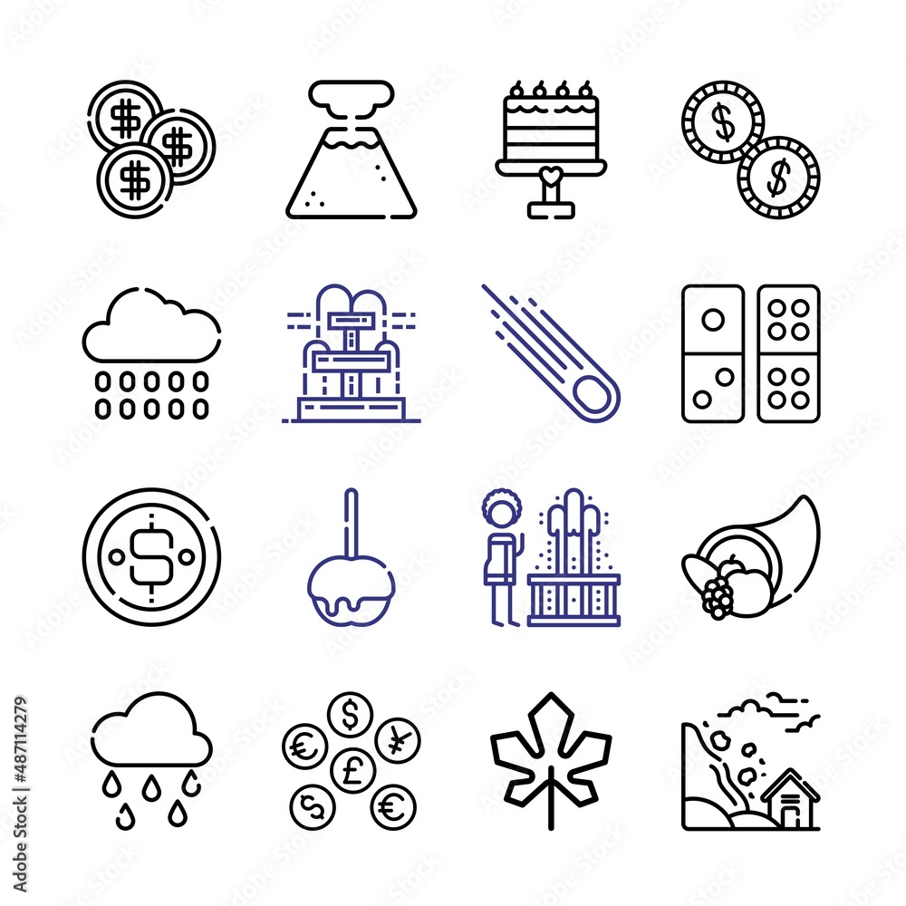 Poster fall icon set with line icons. modern thin line style. suitable for web and mobile icon. vector illu