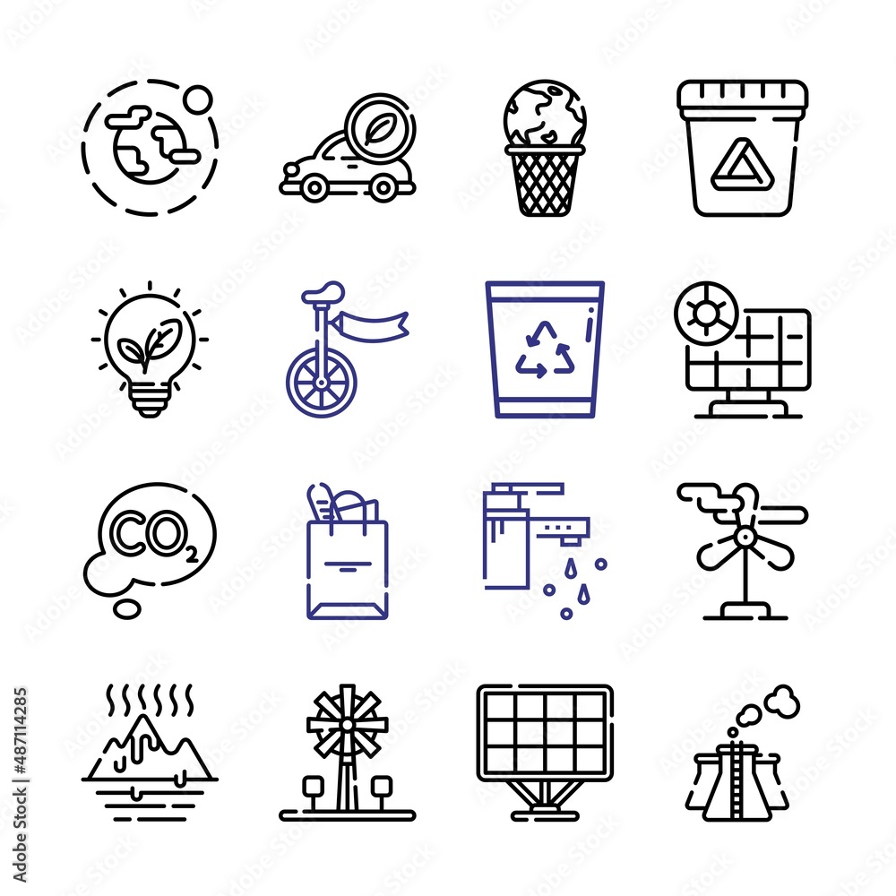 Poster ecological icon set with line icons. modern thin line style. suitable for web and mobile icon. vecto