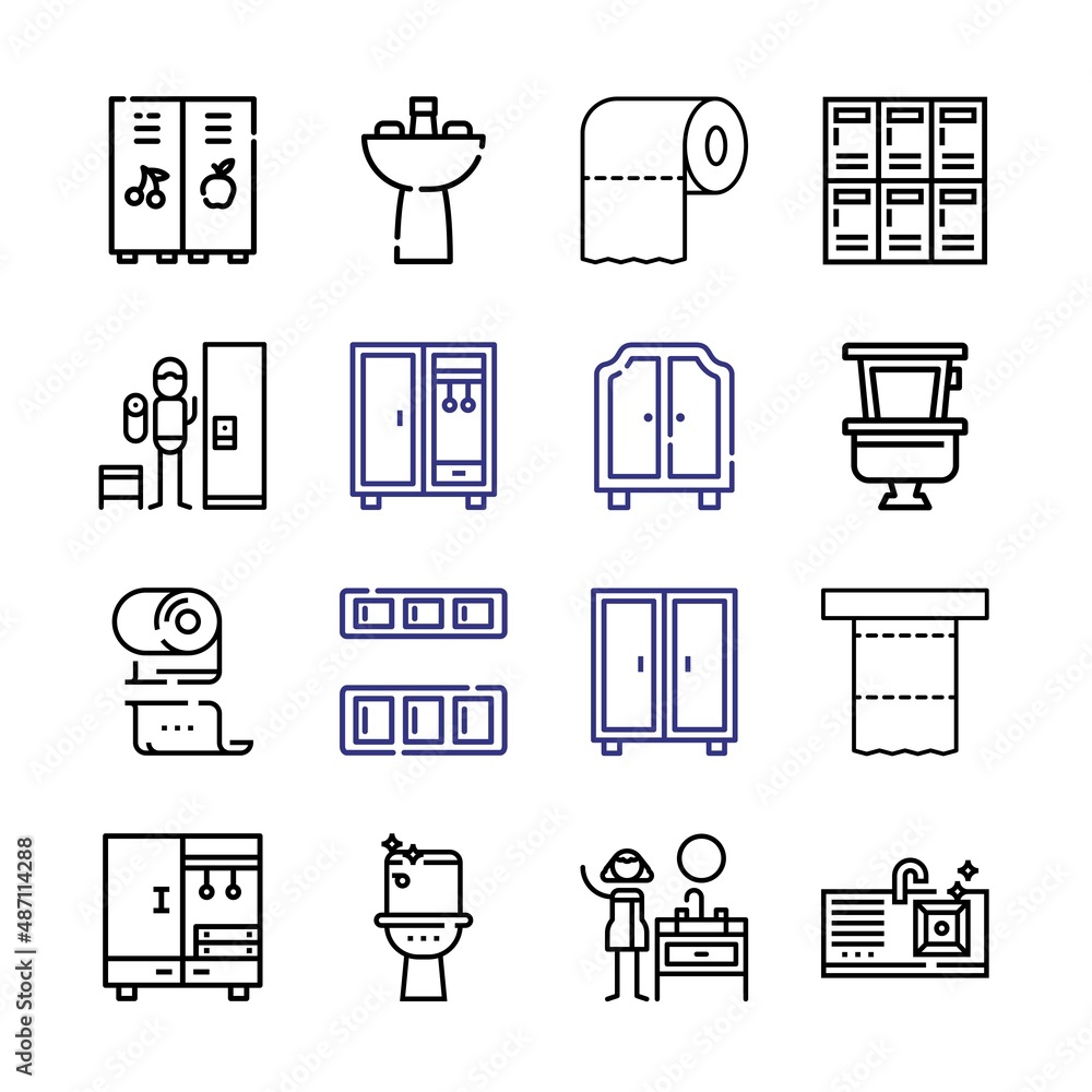 Aufkleber closet icon set with line icons. modern thin line style. suitable for web and mobile icon. vector il