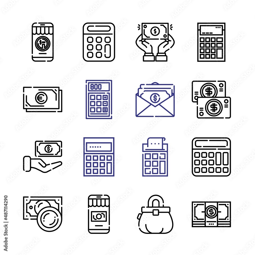 Poster salary icon set with line icons. modern thin line style. suitable for web and mobile icon. vector il