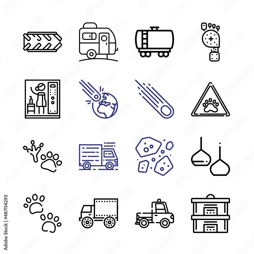 Poster trail icon set with line icons. modern thin line style. suitable for web and mobile icon. vector ill