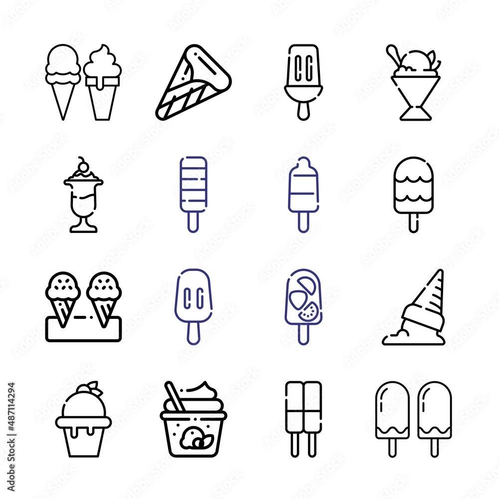 Poster ice icon set with line icons. modern thin line style. suitable for web and mobile icon. vector illus