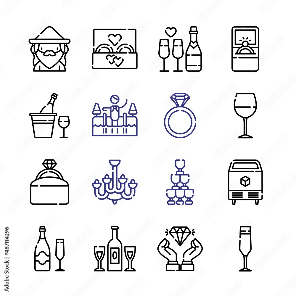 Poster crystal icon set with line icons. modern thin line style. suitable for web and mobile icon. vector i